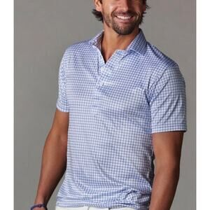 NWT Collars & Co. Dress Collar Polo Blue Tattersall Men’s Large